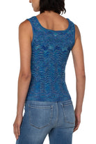 Liverpool Sleeveless Pointelle Sweater Tank In Blue Multi Check-Camis/Tanks-Liverpool-Deja Nu Boutique, Women's Fashion Boutique in Lampasas, Texas