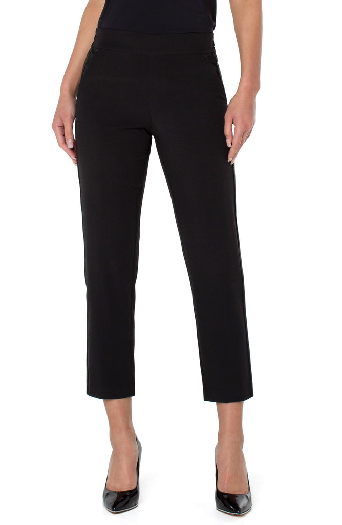Liverpool Sloane Pull On Trouser With Shimmer Stripe 28 Inches In Black-Bottoms-Liverpool-Deja Nu Boutique, Women's Fashion Boutique in Lampasas, Texas
