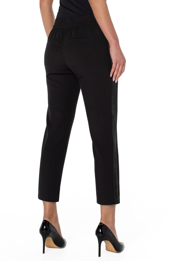 Liverpool Sloane Pull On Trouser With Shimmer Stripe 28 Inches In Black-Bottoms-Liverpool-Deja Nu Boutique, Women's Fashion Boutique in Lampasas, Texas
