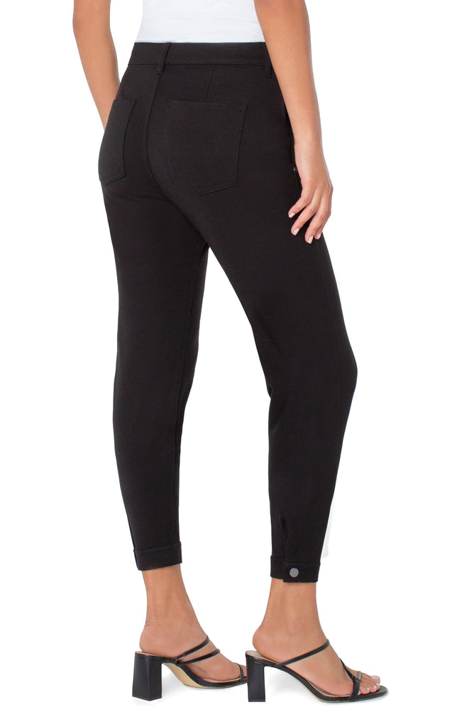 Liverpool Utility Jogger With Snap Hem In Black-Joggers-Liverpool-Deja Nu Boutique, Women's Fashion Boutique in Lampasas, Texas