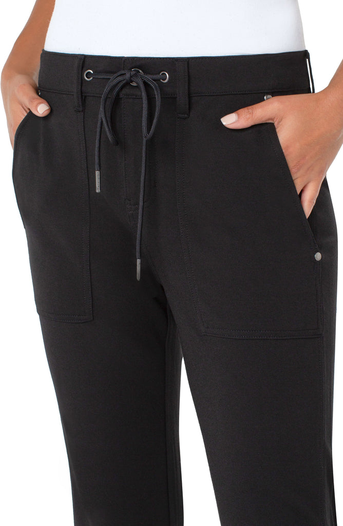 Liverpool Utility Jogger With Snap Hem In Black-Joggers-Liverpool-Deja Nu Boutique, Women's Fashion Boutique in Lampasas, Texas