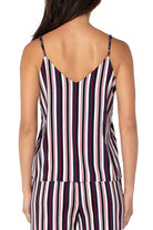 Liverpool V Neck Woven Camisole In Navy And Red Lollipop Bold Stripe-Tops-Liverpool-Deja Nu Boutique, Women's Fashion Boutique in Lampasas, Texas