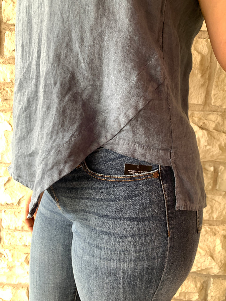 Look Mode Blue Jeans Linen Button-Up Back Tank-Camis/Tanks-Look Mode-Deja Nu Boutique, Women's Fashion Boutique in Lampasas, Texas