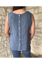 Look Mode Blue Jeans Linen Button-Up Back Tank-Camis/Tanks-Look Mode-Deja Nu Boutique, Women's Fashion Boutique in Lampasas, Texas