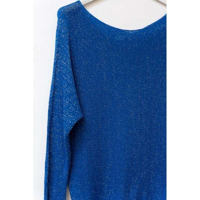 Look Mode Royal Blue Shimmer Sweater-Sweaters-Look Mode-Deja Nu Boutique, Women's Fashion Boutique in Lampasas, Texas