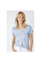 Look Mode Silver Waterfall and Star T-Shirt In Blue-Tops-Look Mode-Deja Nu Boutique, Women's Fashion Boutique in Lampasas, Texas