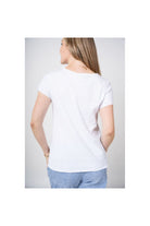 Look Mode White Feather Print T-Shirt With Rhinestones-Tops-Look Mode-Deja Nu Boutique, Women's Fashion Boutique in Lampasas, Texas