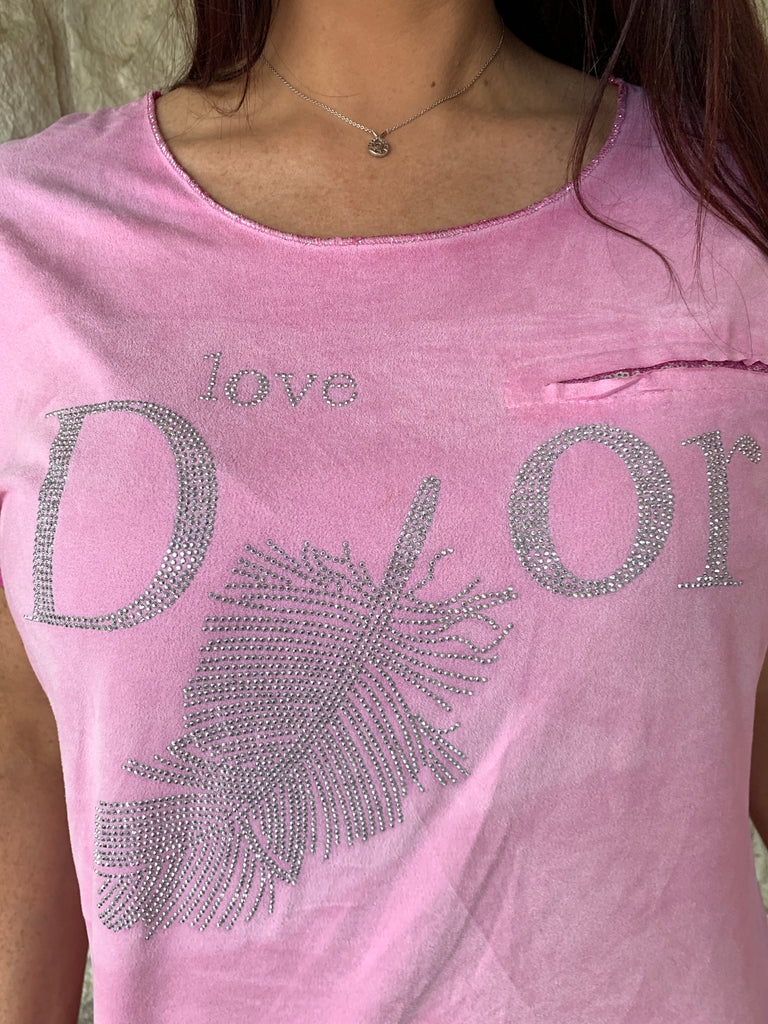Look Mode “Love D Feather” In Fuchsia-Graphic Tees-Look Mode-Deja Nu Boutique, Women's Fashion Boutique in Lampasas, Texas
