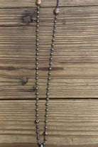 Lost And Found Bronze Beaded Necklace With Silver Triangle And Copper Bar Drop-Necklaces-Lost And Found-Deja Nu Boutique, Women's Fashion Boutique in Lampasas, Texas