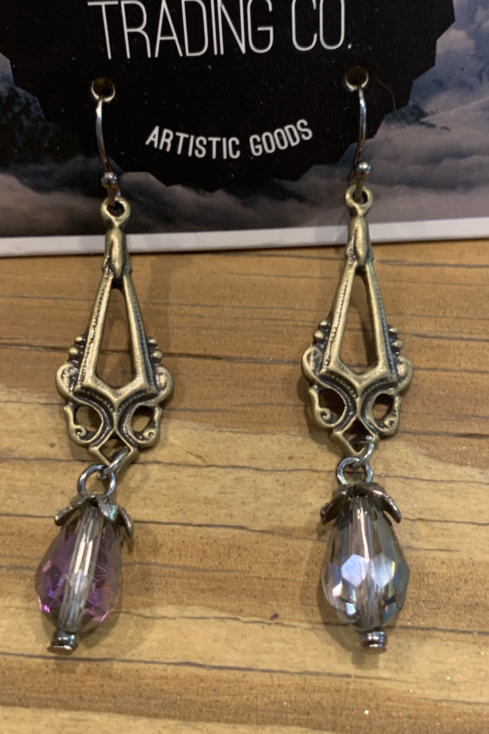 Lost And Found Bronze Dangle Earring With Smokey Topaz Crystal-Earrings-Lost And Found-Deja Nu Boutique, Women's Fashion Boutique in Lampasas, Texas