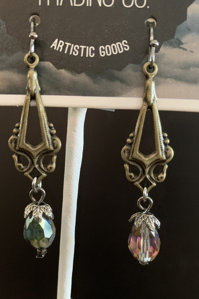 Lost And Found Bronze Dangle Earring With Smokey Topaz Crystal-Earrings-Lost And Found-Deja Nu Boutique, Women's Fashion Boutique in Lampasas, Texas