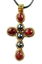 Lost And Found Carnelian Hematite Cross Necklace-Necklaces-Lost And Found-Deja Nu Boutique, Women's Fashion Boutique in Lampasas, Texas