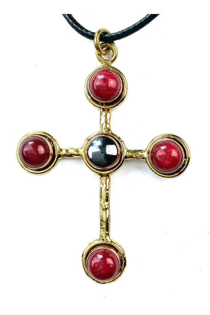 Lost And Found Fuchsia Hematite Small Cross Necklace-Necklaces-Lost And Found-Deja Nu Boutique, Women's Fashion Boutique in Lampasas, Texas