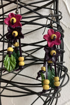 Lost And Found Leather Flower Bead Earrings-Earrings-Lost And Found-Deja Nu Boutique, Women's Fashion Boutique in Lampasas, Texas