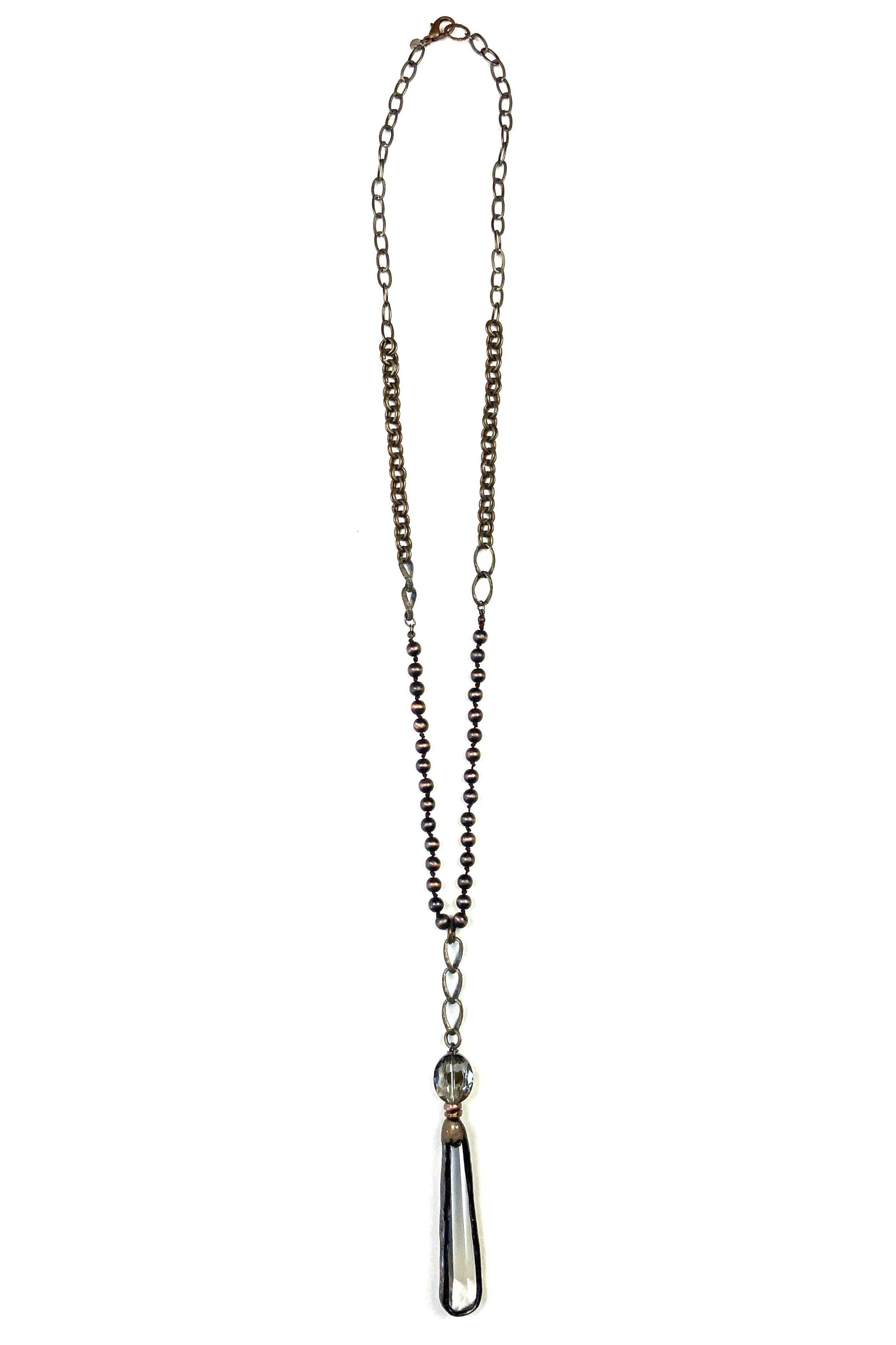 Lost And Found Long Mixed Chains With Crystal Pendant-Necklaces-Lost And Found-Deja Nu Boutique, Women's Fashion Boutique in Lampasas, Texas