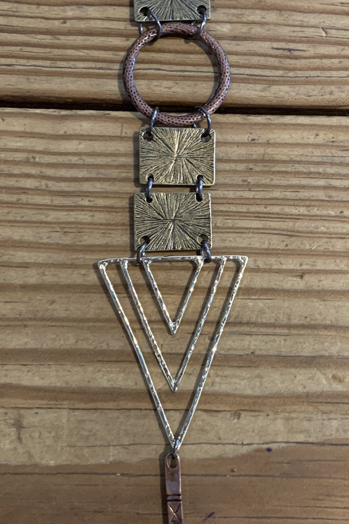 Lost And Found Mixed Metal Necklace With Geometric Shapes-Necklaces-Lost And Found-Deja Nu Boutique, Women's Fashion Boutique in Lampasas, Texas