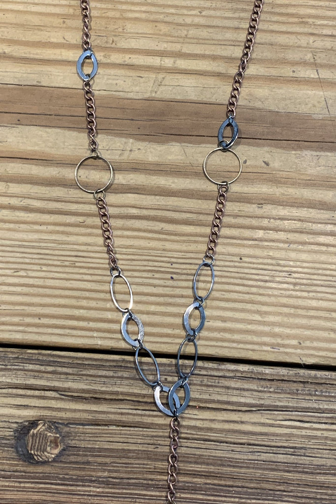 Lost And Found Mixed Metal Necklace With Triangle Geometric Shapes-Necklaces-Lost And Found-Deja Nu Boutique, Women's Fashion Boutique in Lampasas, Texas