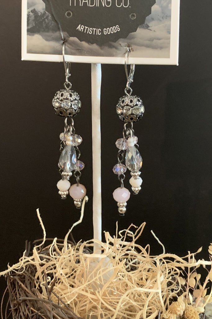 Lost And Found Silver And Pink Crystal Dangle Earring-Earrings-Lost And Found-Deja Nu Boutique, Women's Fashion Boutique in Lampasas, Texas