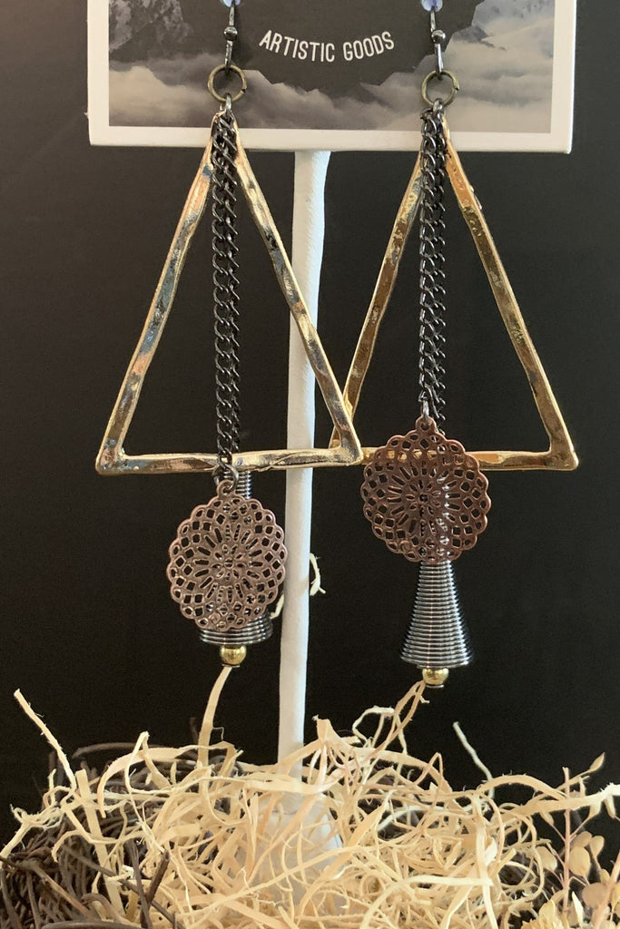Lost And Found Triangle Disc And Drop-Earrings-Lost And Found-Deja Nu Boutique, Women's Fashion Boutique in Lampasas, Texas