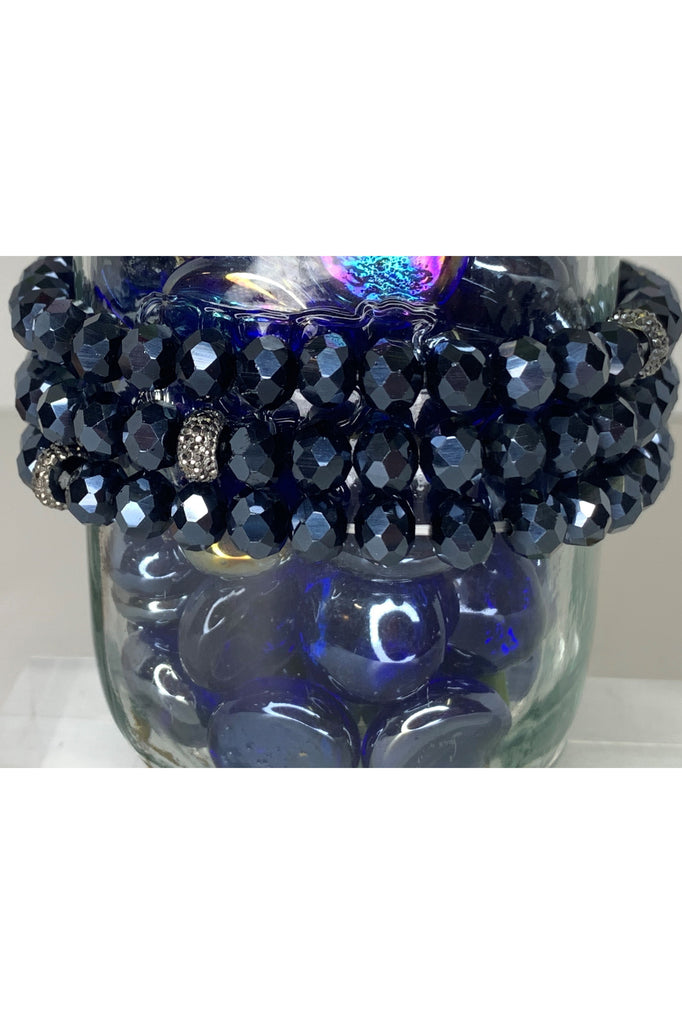 Lost And found Navy Crystal And Rhinestone Stretch Bracelet-Bracelets-Lost And Found-Deja Nu Boutique, Women's Fashion Boutique in Lampasas, Texas