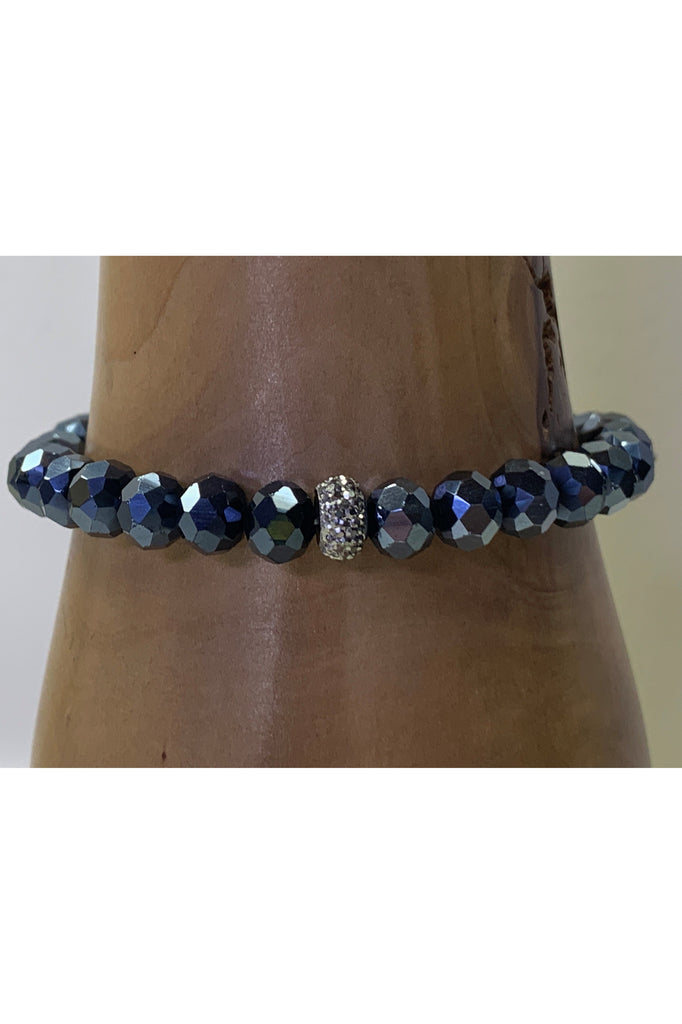 Lost And found Navy Crystal And Rhinestone Stretch Bracelet-Bracelets-Lost And Found-Deja Nu Boutique, Women's Fashion Boutique in Lampasas, Texas