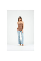 Lucca Couture Kelsie Drape Cami In Acorn-Tops-Lucca Couture-Deja Nu Boutique, Women's Fashion Boutique in Lampasas, Texas