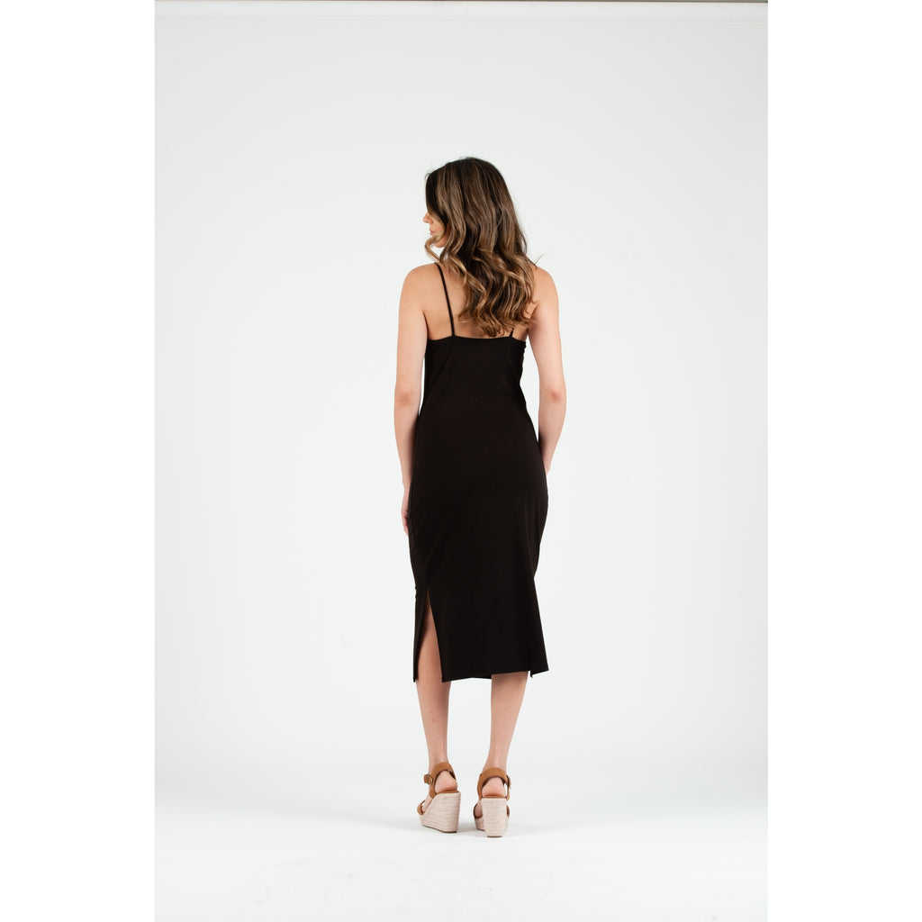 Lucca Couture Nytt Trayce Drape Dress In Black-Dresses-Lucca Couture-Deja Nu Boutique, Women's Fashion Boutique in Lampasas, Texas