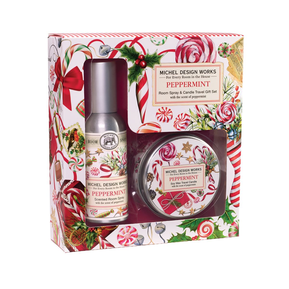 Michel Design Works Peppermint Room Spray And Candle Travel Gift Set-Candle-Michel Design Works-Deja Nu Boutique, Women's Fashion Boutique in Lampasas, Texas