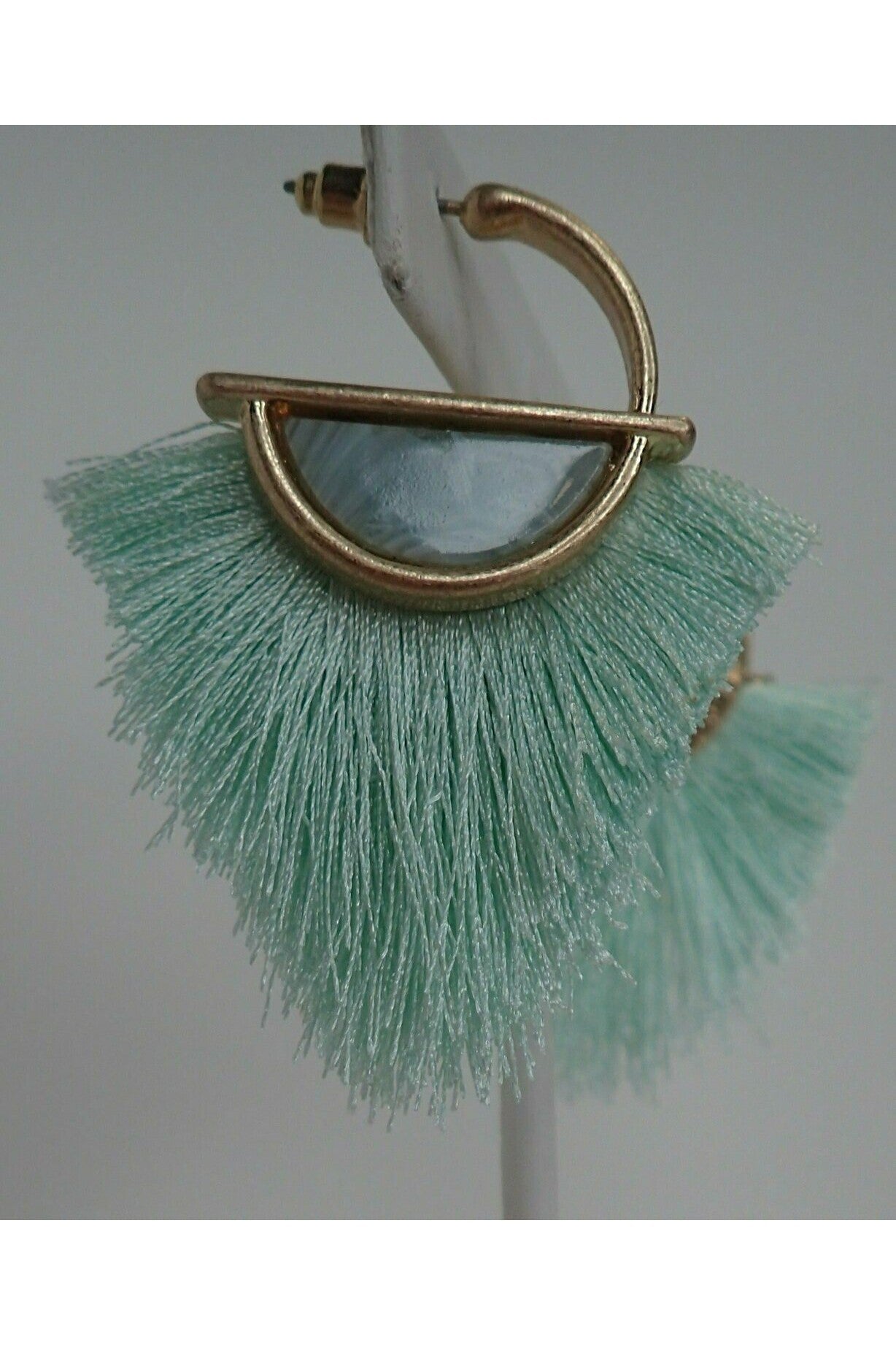 Mint And Gold Fringe Earrings-Earrings-Deja Nu Tx-Deja Nu Boutique, Women's Fashion Boutique in Lampasas, Texas