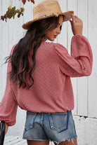 Miss Sparkling Pink Boho Dotted Blouse-Tops-Miss Sparkling-Deja Nu Boutique, Women's Fashion Boutique in Lampasas, Texas