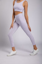 Mono B Lycra-Blend Essential Sweetheart Back High Waist Leggings In Purple Heather-Bottoms-Mono B-Deja Nu Boutique, Women's Fashion Boutique in Lampasas, Texas