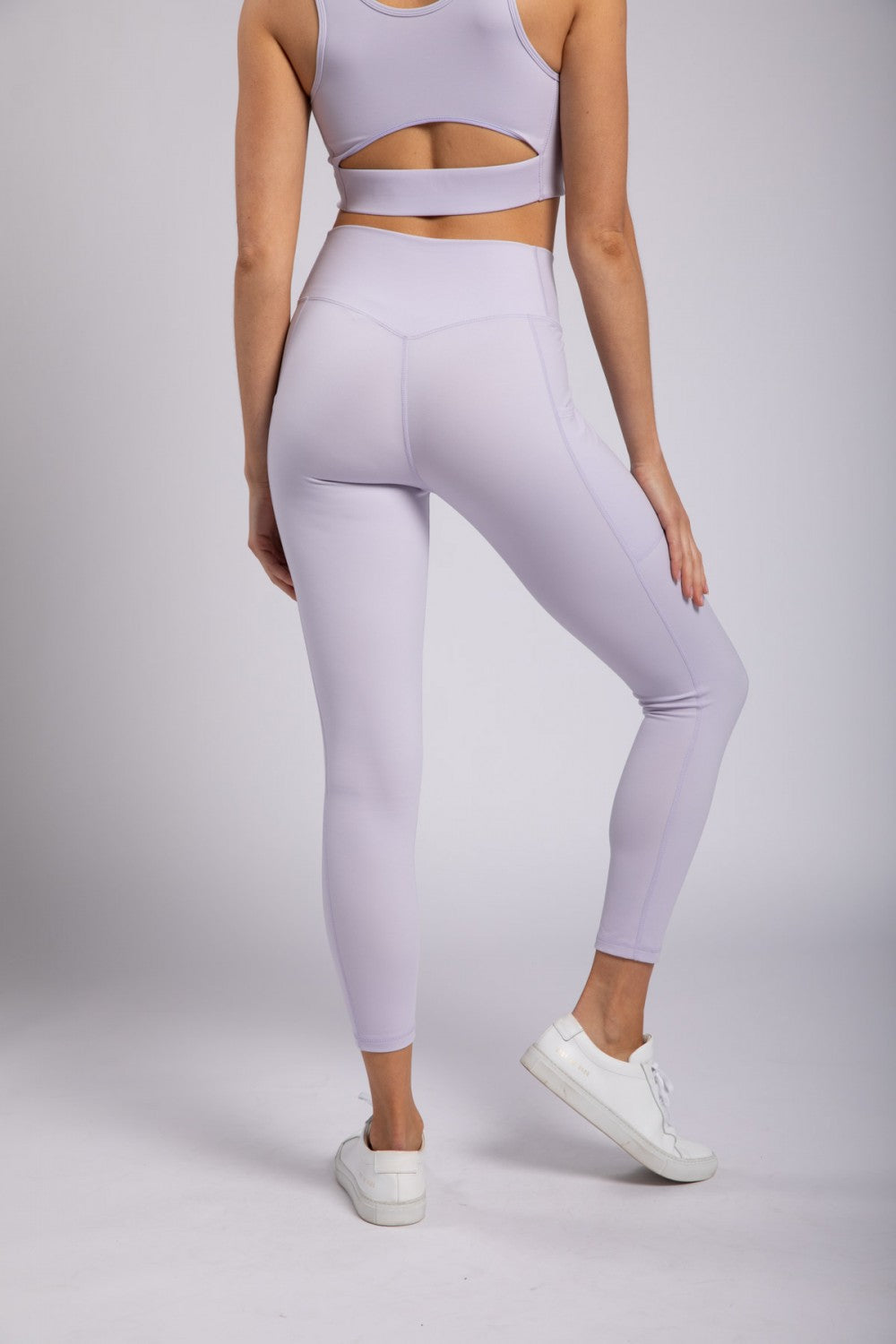 Mono B Lycra-Blend Essential Sweetheart Back High Waist Leggings In Purple Heather-Bottoms-Mono B-Deja Nu Boutique, Women's Fashion Boutique in Lampasas, Texas