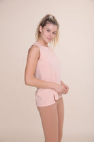 Mono B Sleeveless Top With Split Hem Detail In Pink-Tops-Mono B-Deja Nu Boutique, Women's Fashion Boutique in Lampasas, Texas