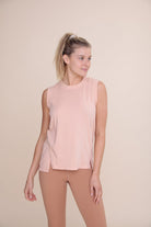 Mono B Sleeveless Top With Split Hem Detail In Pink-Tops-Mono B-Deja Nu Boutique, Women's Fashion Boutique in Lampasas, Texas