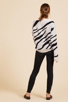 Moodie Black And White Zebra Print Sweater-Sweaters-Moodie-Deja Nu Boutique, Women's Fashion Boutique in Lampasas, Texas