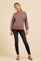 Moodie Mock Neck Sweater In Mink-Sweaters-Moodie-Deja Nu Boutique, Women's Fashion Boutique in Lampasas, Texas