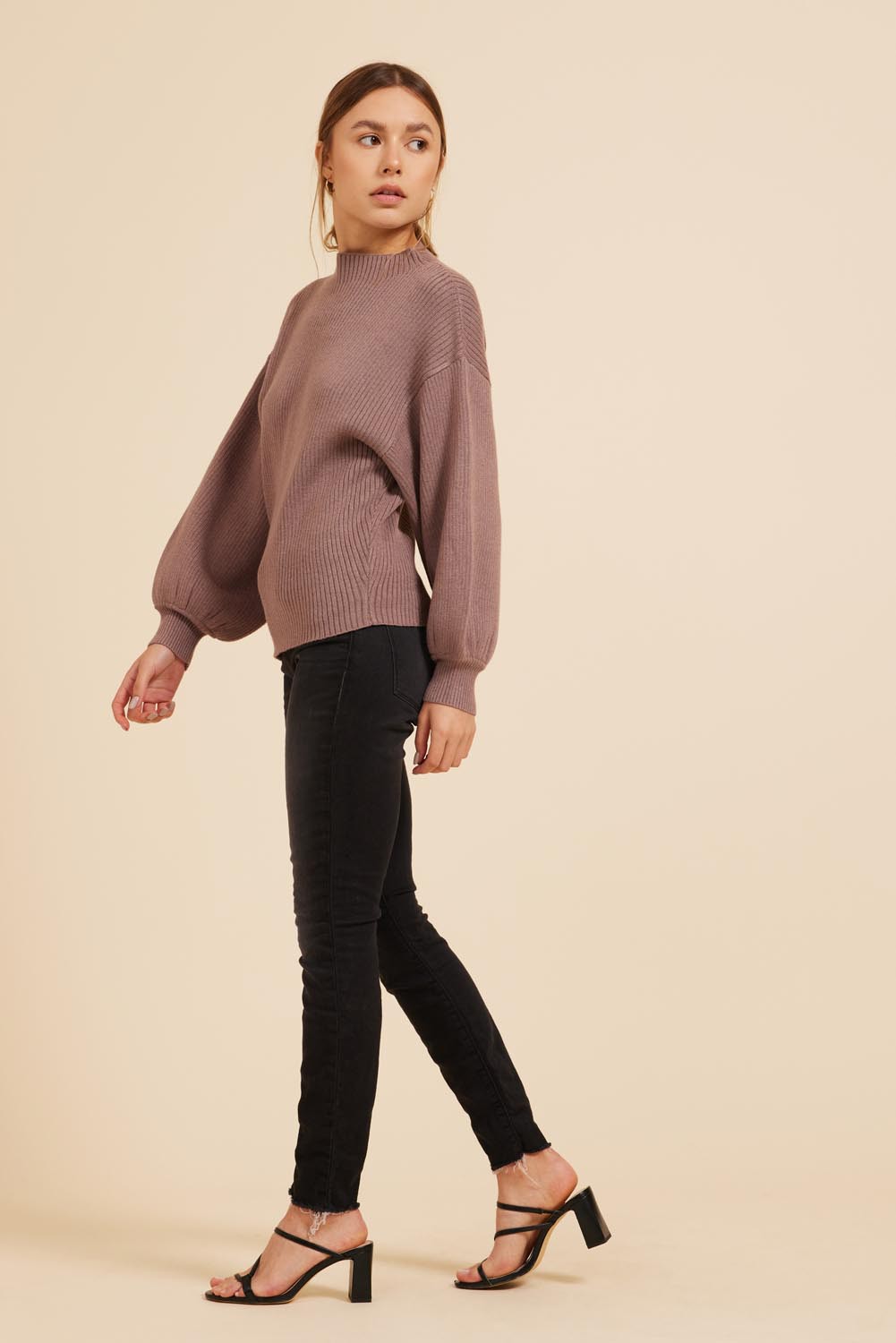 Moodie Mock Neck Sweater In Mink-Sweaters-Moodie-Deja Nu Boutique, Women's Fashion Boutique in Lampasas, Texas