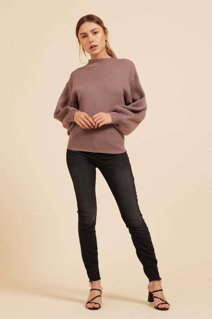 Moodie Mock Neck Sweater In Mink-Sweaters-Moodie-Deja Nu Boutique, Women's Fashion Boutique in Lampasas, Texas