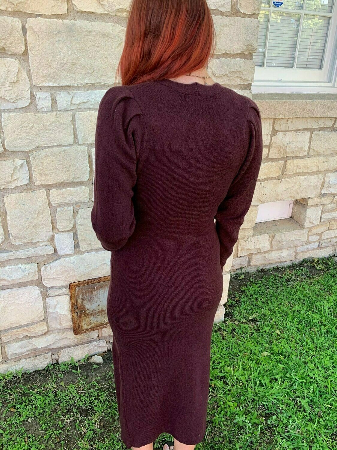 Moodie Plum Sweater Dress-Dresses-Moodie-Deja Nu Boutique, Women's Fashion Boutique in Lampasas, Texas