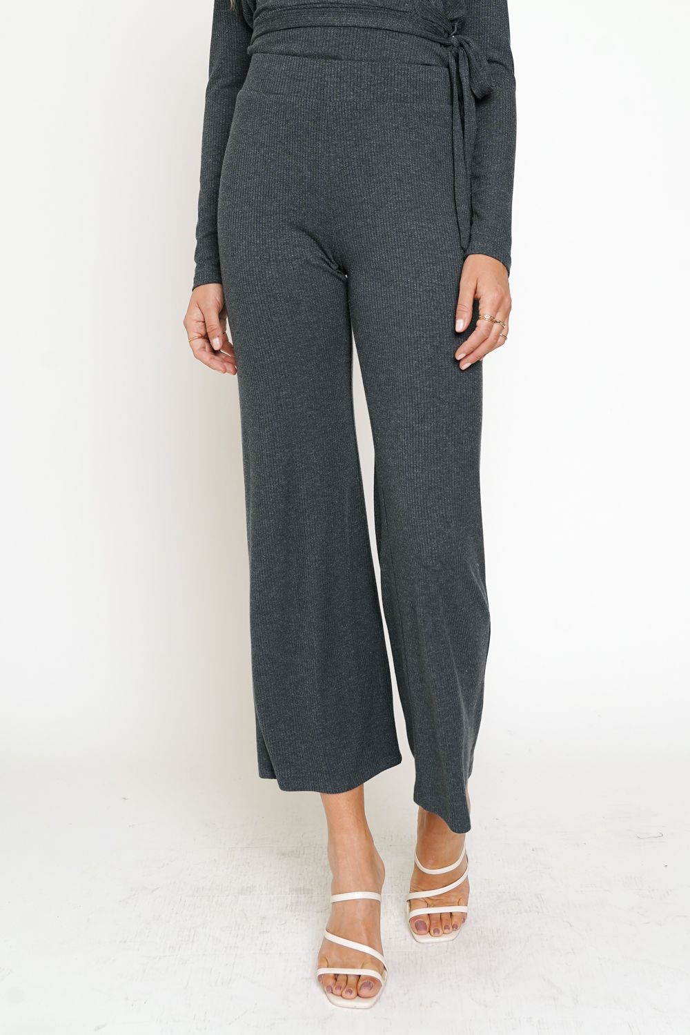 Mystree High Waist Rib Pants In Deep Blue-Bottoms-Mystree-Deja Nu Boutique, Women's Fashion Boutique in Lampasas, Texas