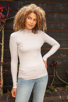 Mystree Lettuce Hem Mock Neck Pullover In Heather Grey-Tops-Mystree-Deja Nu Boutique, Women's Fashion Boutique in Lampasas, Texas