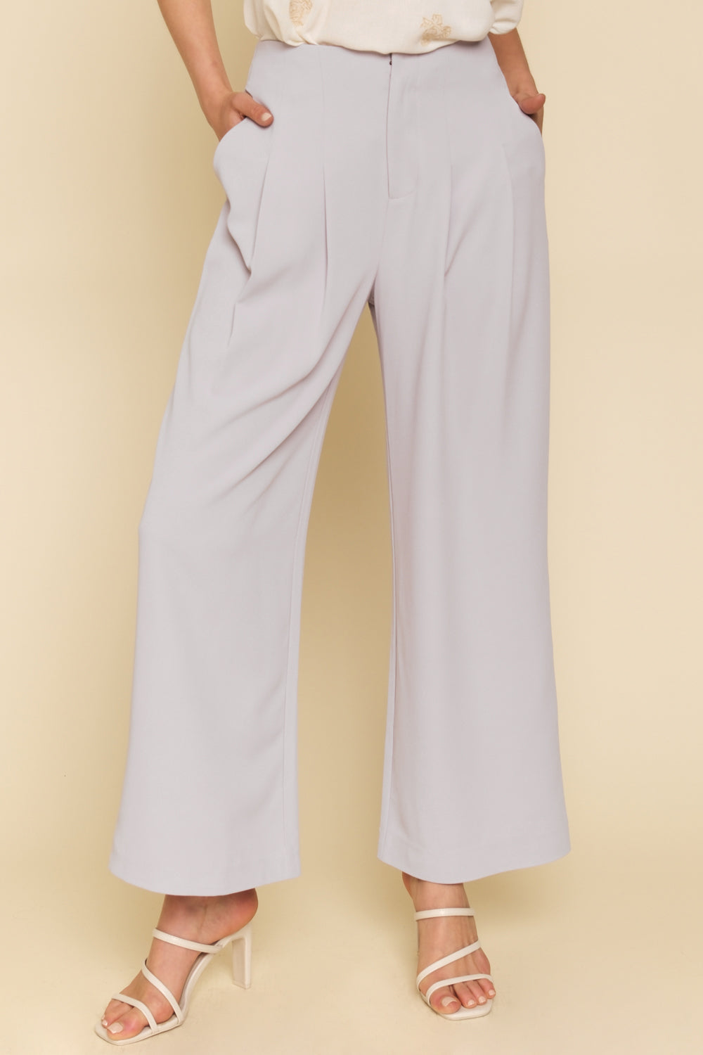 Mystree Lilac Gray Wide Leg Pants-Pants-Mystree-Deja Nu Boutique, Women's Fashion Boutique in Lampasas, Texas