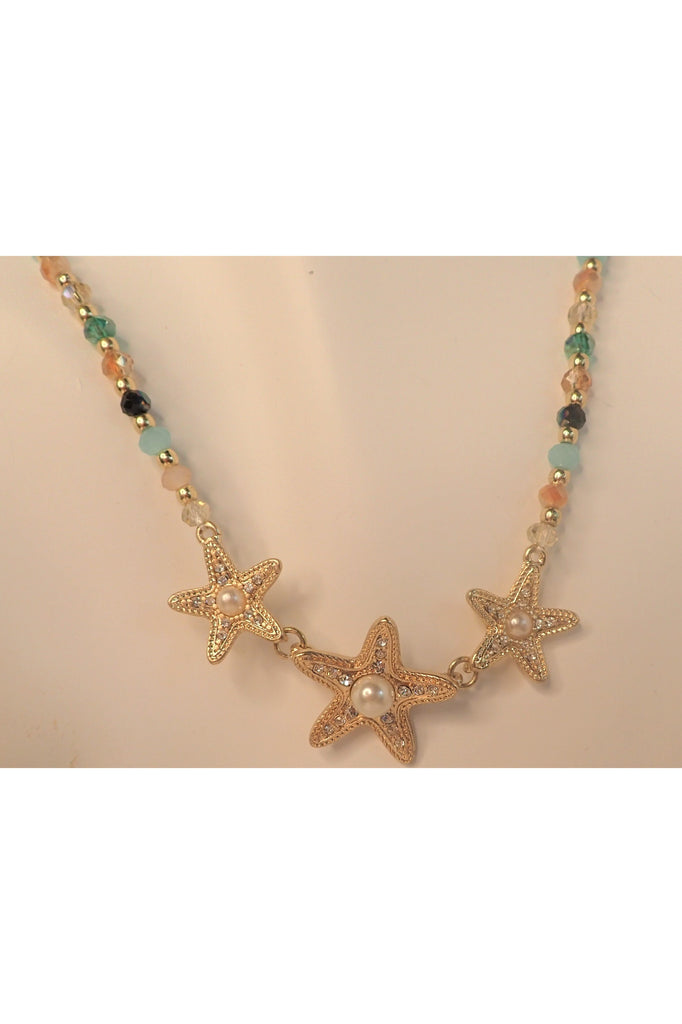 Nett Gold Starfish Pearl And Bead Necklace Set - Two Colors-Necklaces-Nett-Deja Nu Boutique, Women's Fashion Boutique in Lampasas, Texas