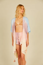 Ocean Drive Daybreak Stripe Tie Dye Kimono With Tassels-Cardigans & Kimonos-Ocean Drive-Deja Nu Boutique, Women's Fashion Boutique in Lampasas, Texas