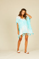 Ocean Drive Fresh Mint Tie Dye Coverup With Tassels-Tops-Ocean Drive-Deja Nu Boutique, Women's Fashion Boutique in Lampasas, Texas