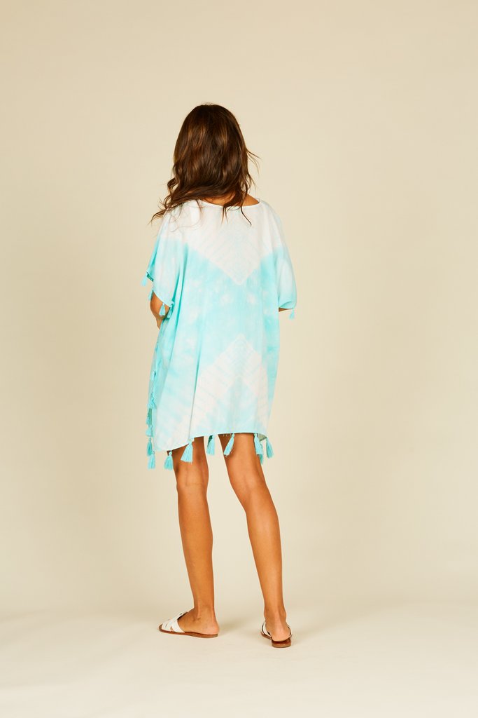 Ocean Drive Fresh Mint Tie Dye Coverup With Tassels-Tops-Ocean Drive-Deja Nu Boutique, Women's Fashion Boutique in Lampasas, Texas