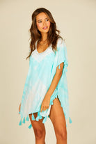 Ocean Drive Fresh Mint Tie Dye Coverup With Tassels-Tops-Ocean Drive-Deja Nu Boutique, Women's Fashion Boutique in Lampasas, Texas