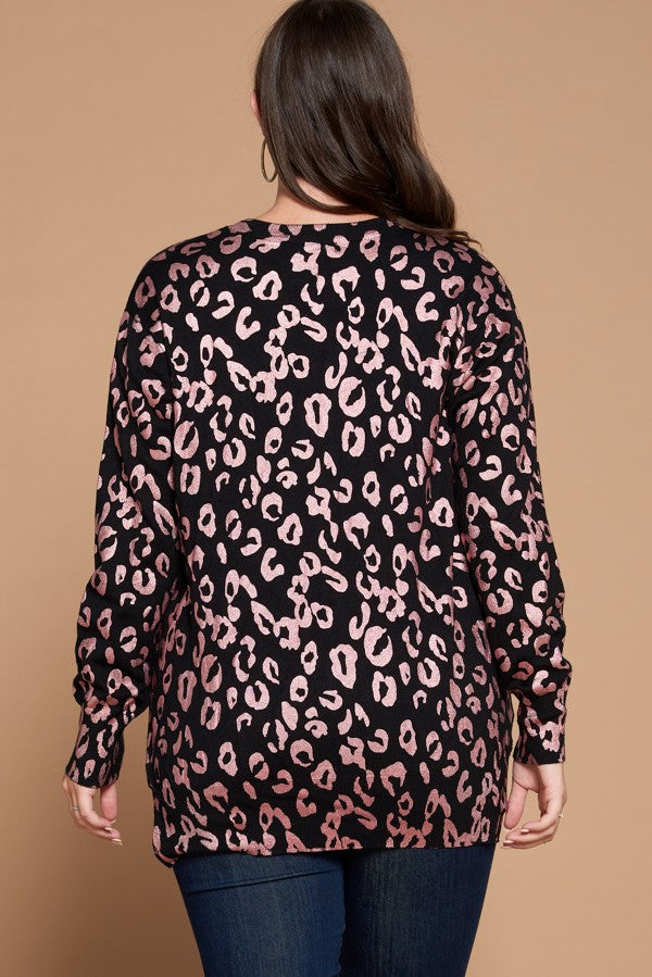 Oddi Leopard Print Plus Sweater With Side Zip Detail-Curvy/Plus Tops-Oddi-Deja Nu Boutique, Women's Fashion Boutique in Lampasas, Texas