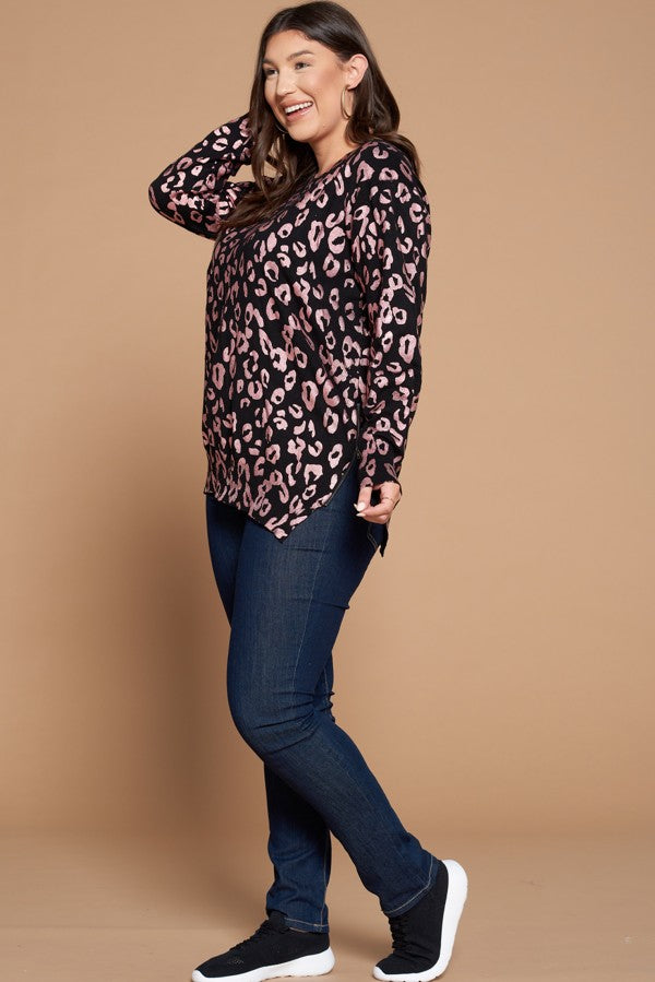 Oddi Leopard Print Plus Sweater With Side Zip Detail-Curvy/Plus Tops-Oddi-Deja Nu Boutique, Women's Fashion Boutique in Lampasas, Texas