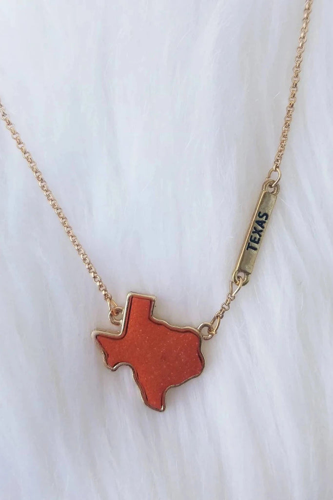 Orange Druzy Texas Pendant Necklace Set-Necklaces-Deja Nu-Deja Nu Boutique, Women's Fashion Boutique in Lampasas, Texas